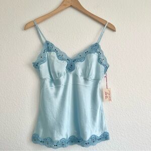 Gold Hawk Light Blue Silk Camisole